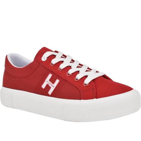 NEW TOMMY HILFIGER women's aconia sneaker in medium red - Picture 1 of 6